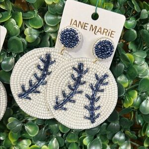 Jane Marie White and Blue Beaded Earrings